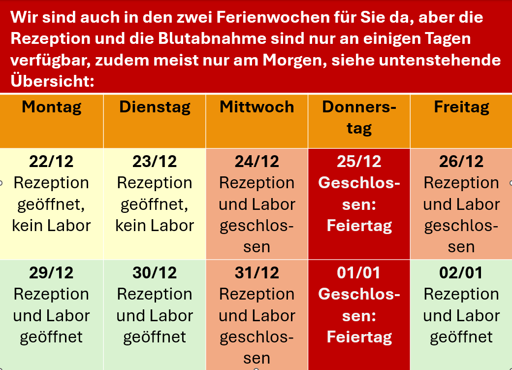 Ferienöffnungszeiten